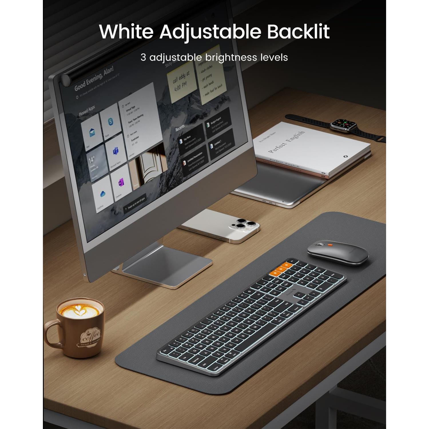 Teclado y Ratón Bluetooth Retroiluminados ProtoArc KM100-A para Mac