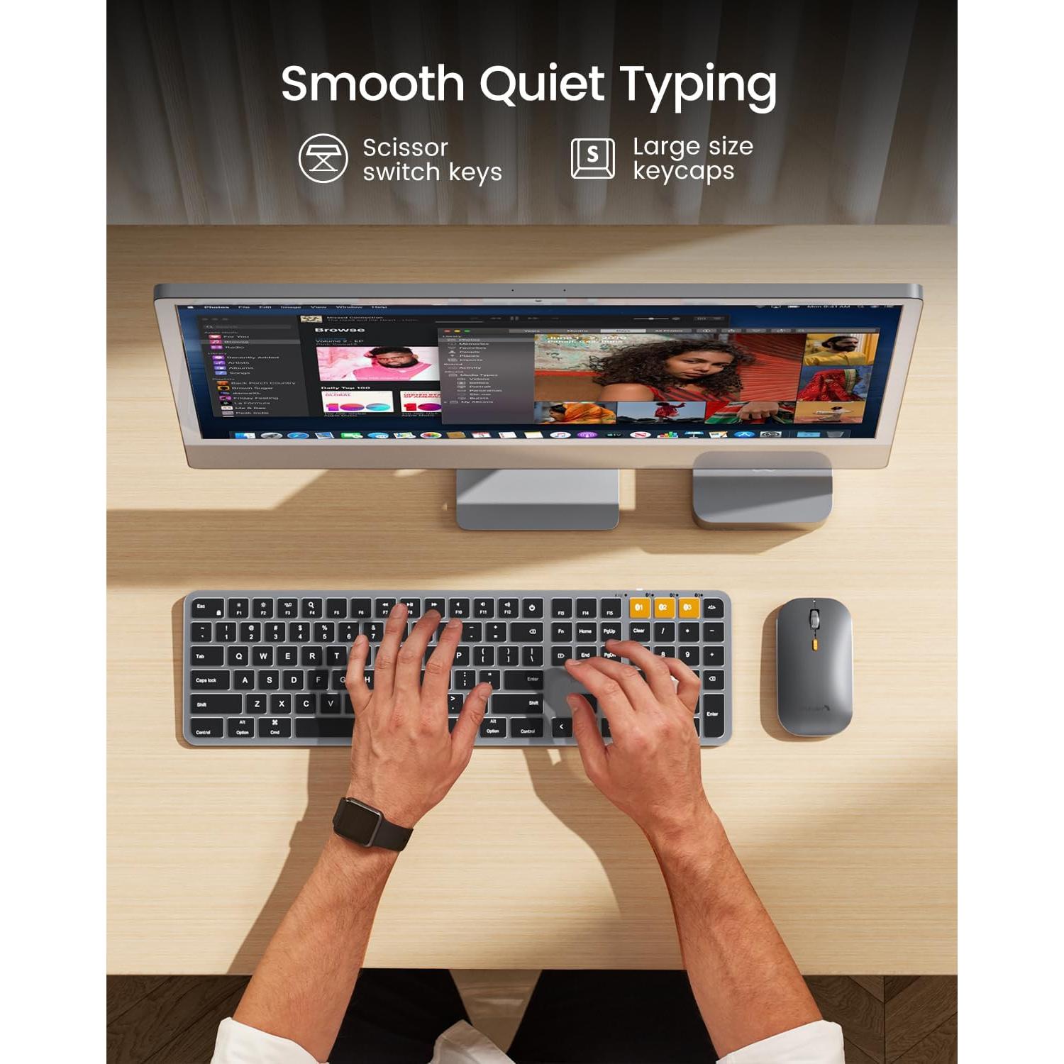 Teclado y Ratón Bluetooth Retroiluminados ProtoArc KM100-A para Mac