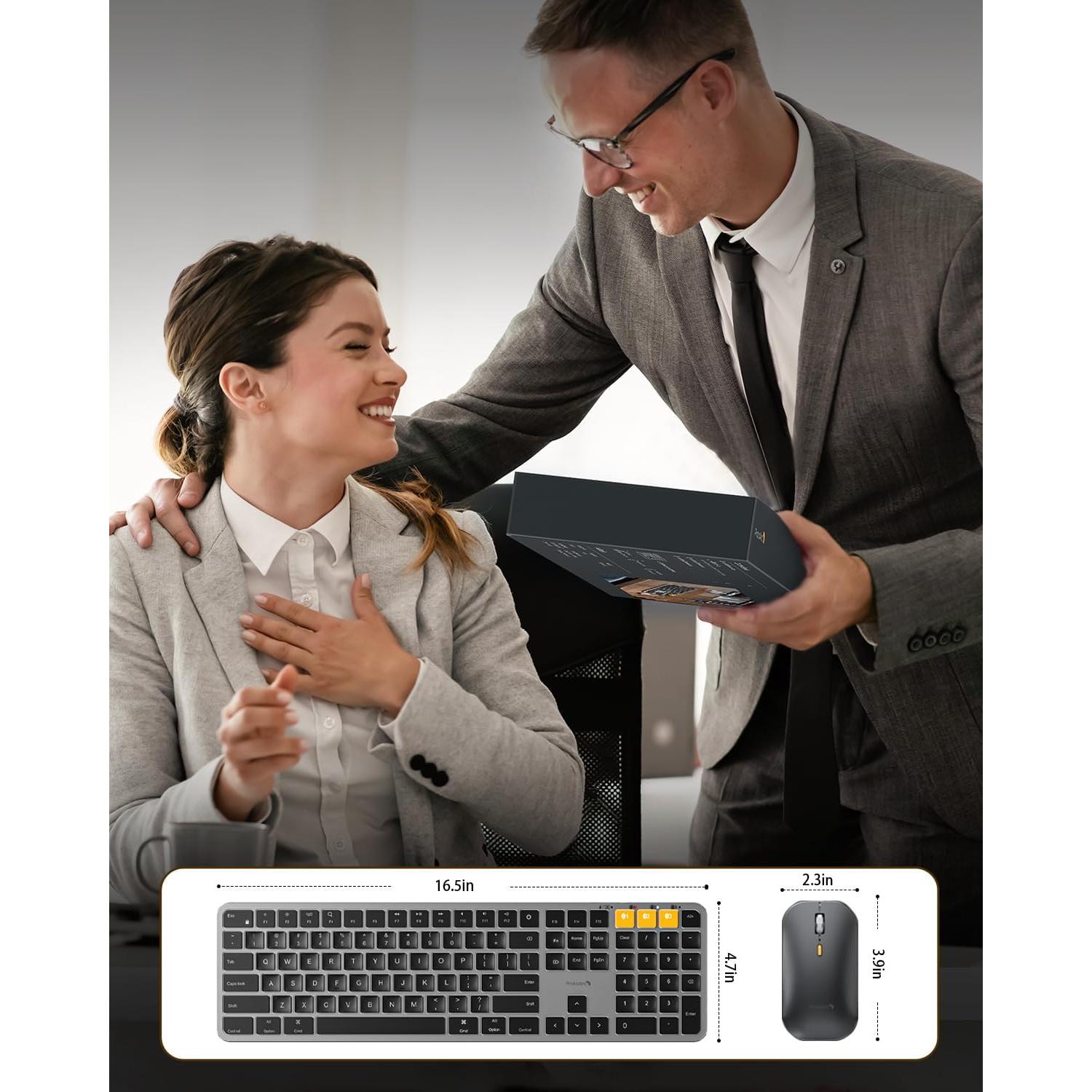 Teclado y Ratón Bluetooth Retroiluminados ProtoArc KM100-A para Mac