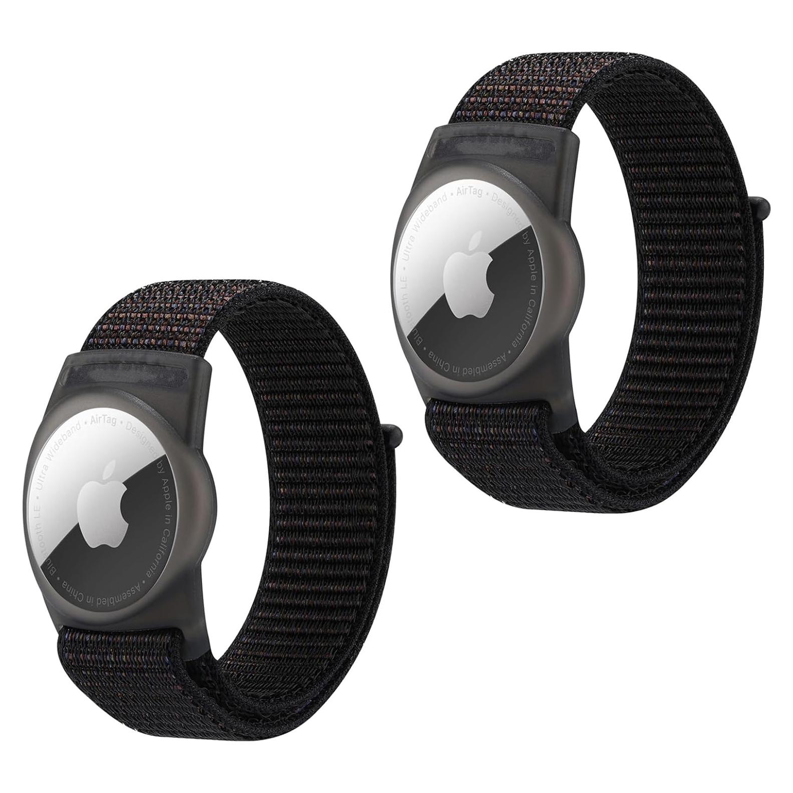 Pulsera AirTag Orisell 2 Pack Nylon Transpirable Negro
