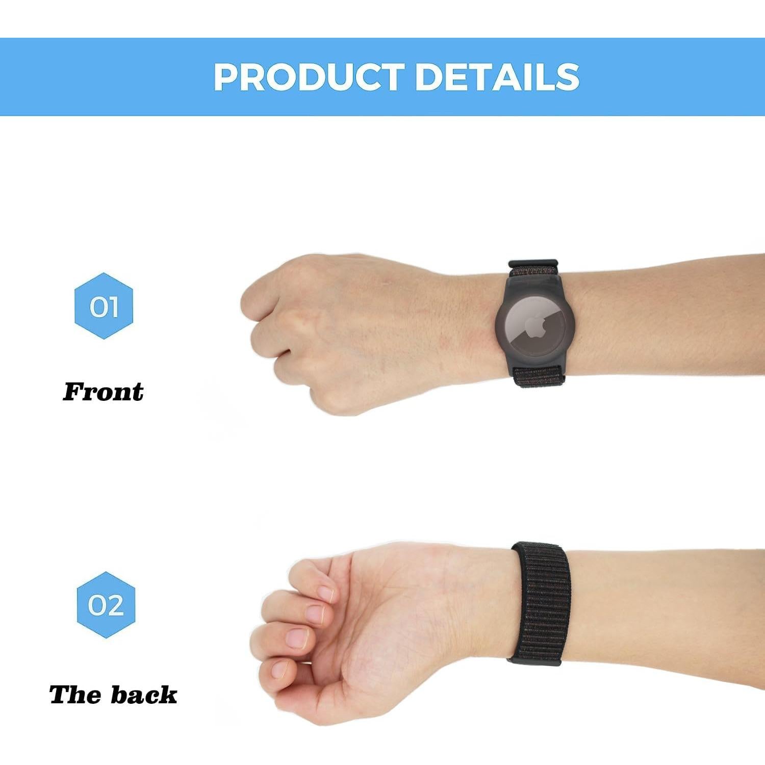 Pulsera AirTag Orisell 2 Pack Nylon Transpirable Negro