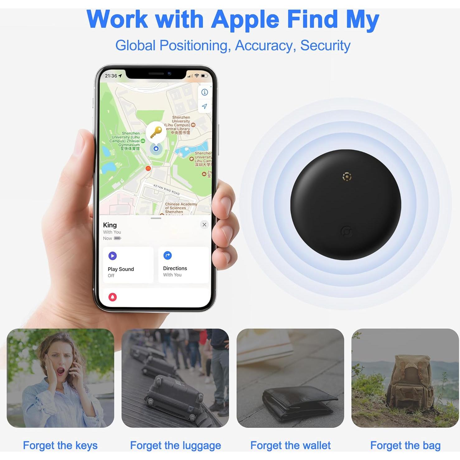 Rastreador de Artículos Roiciao para Apple Find My - 2 Unidades