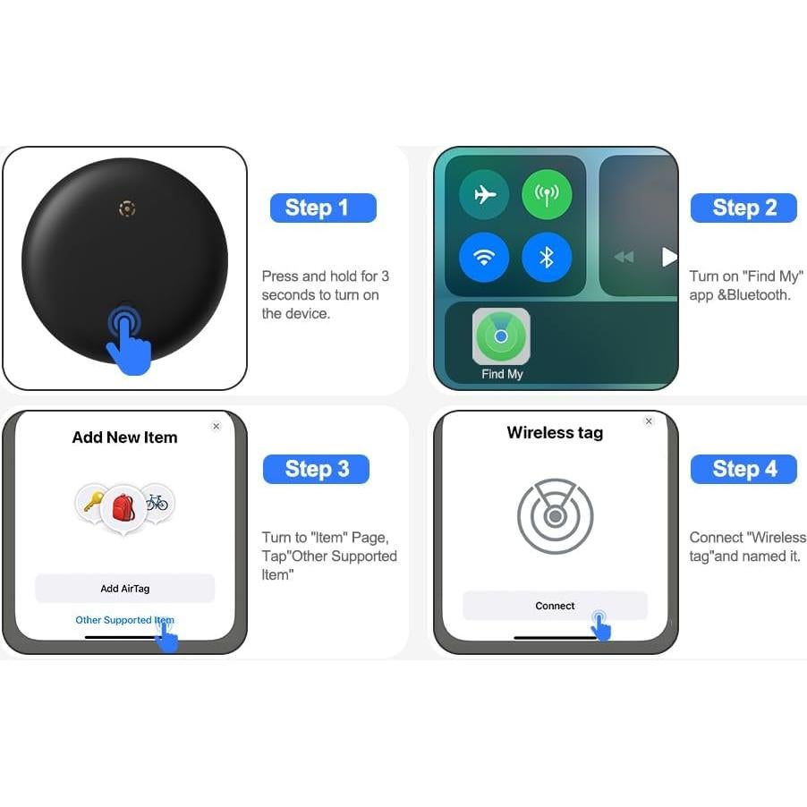 Rastreador de Artículos Roiciao para Apple Find My - 2 Unidades