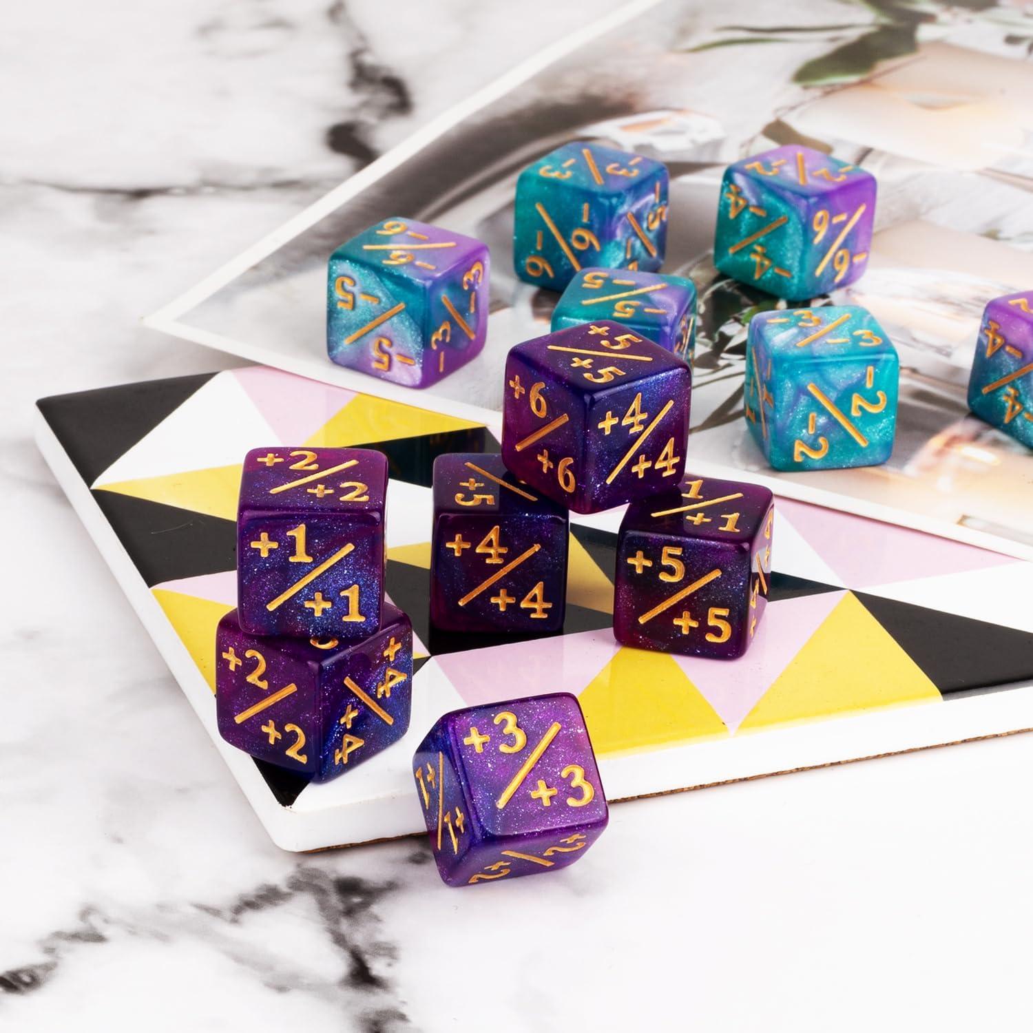 24 Contadores de Dados D6 LAMJAM MTG Turquesa y Lila