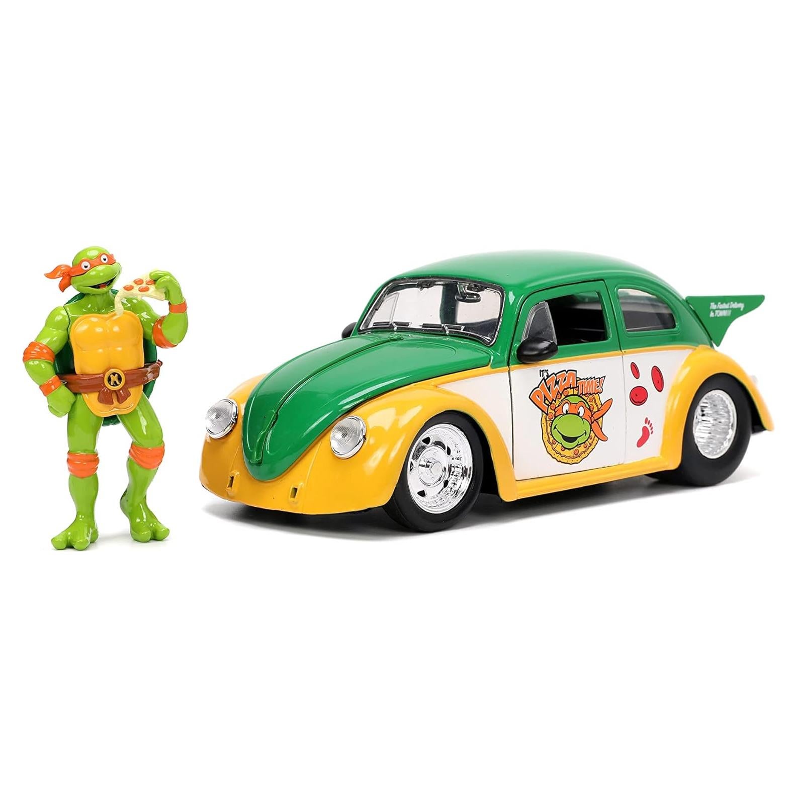 Juguete Jada Tortugas Ninja Volkswagen Beetle 1959 + Michelangelo