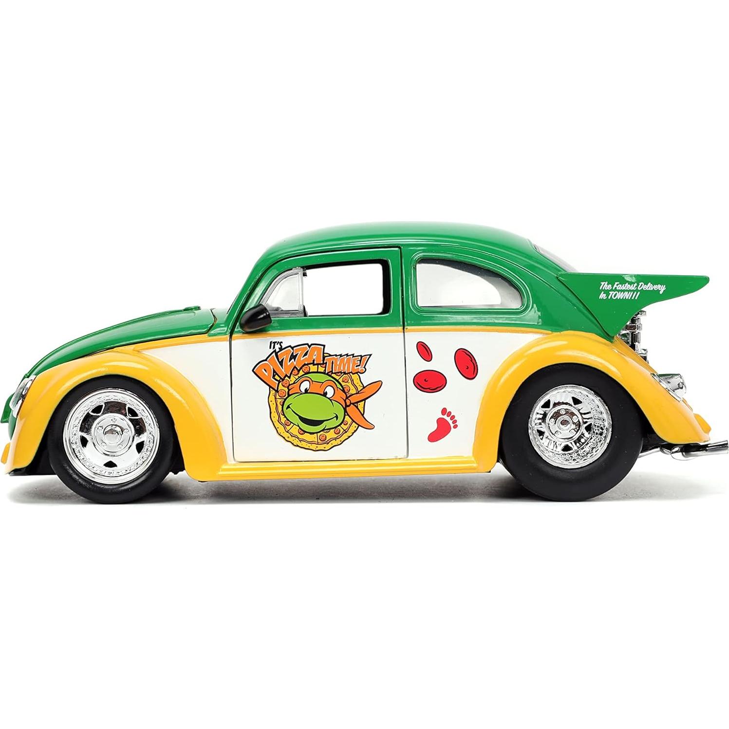 Juguete Jada Tortugas Ninja Volkswagen Beetle 1959 + Michelangelo