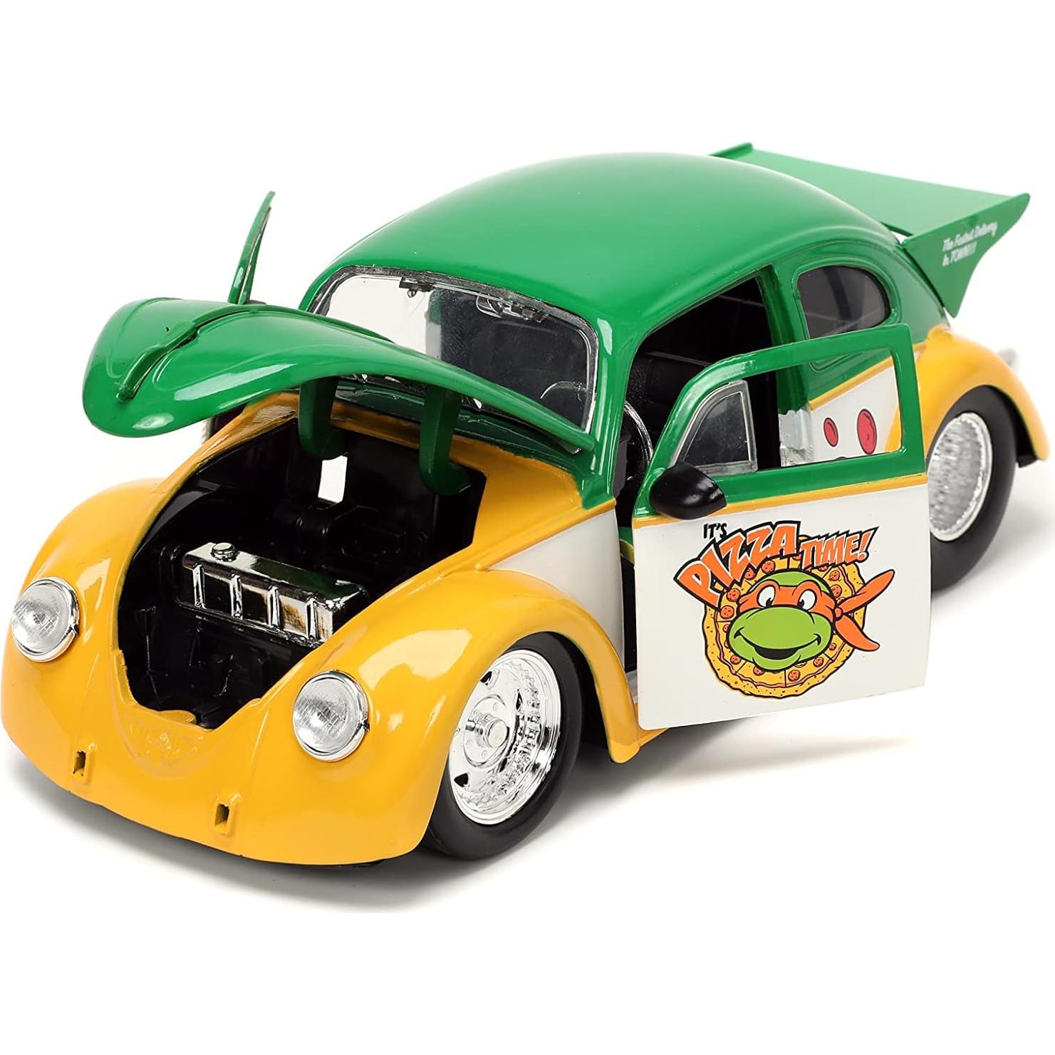 Juguete Jada Tortugas Ninja Volkswagen Beetle 1959 + Michelangelo