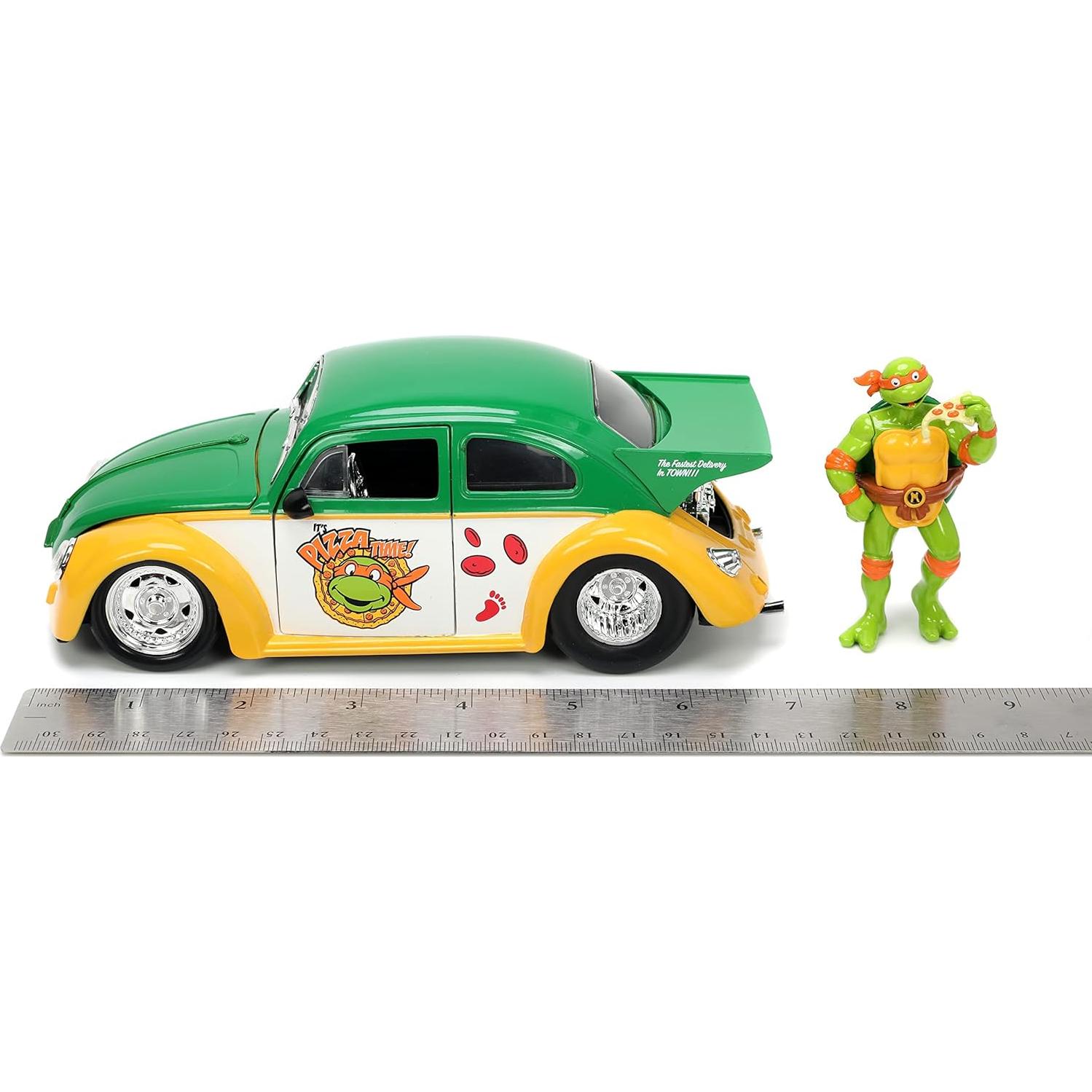 Juguete Jada Tortugas Ninja Volkswagen Beetle 1959 + Michelangelo