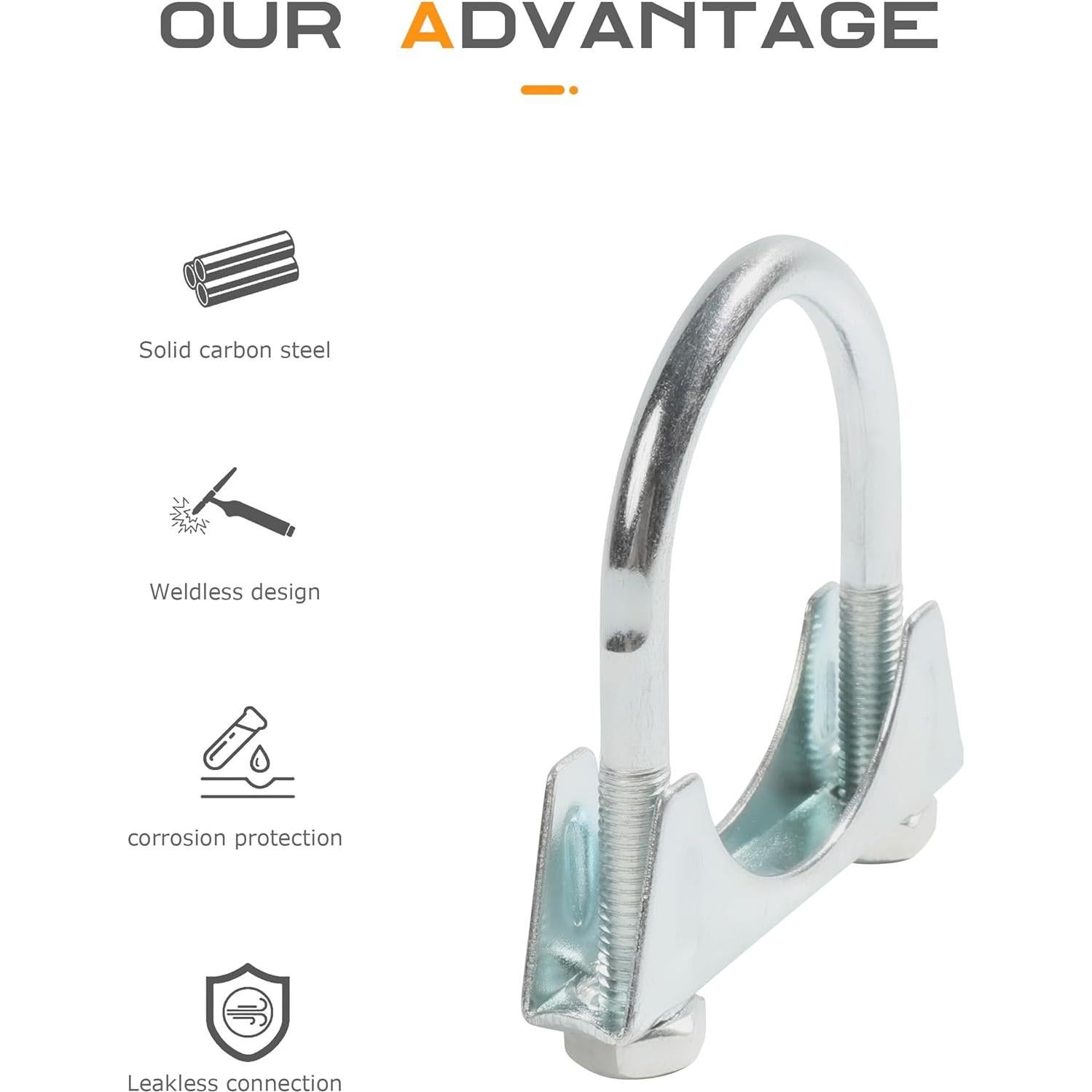 Abrazaderas de Escape de Coche SCUARI 1.5" Acero al Carbono 2 Pcs