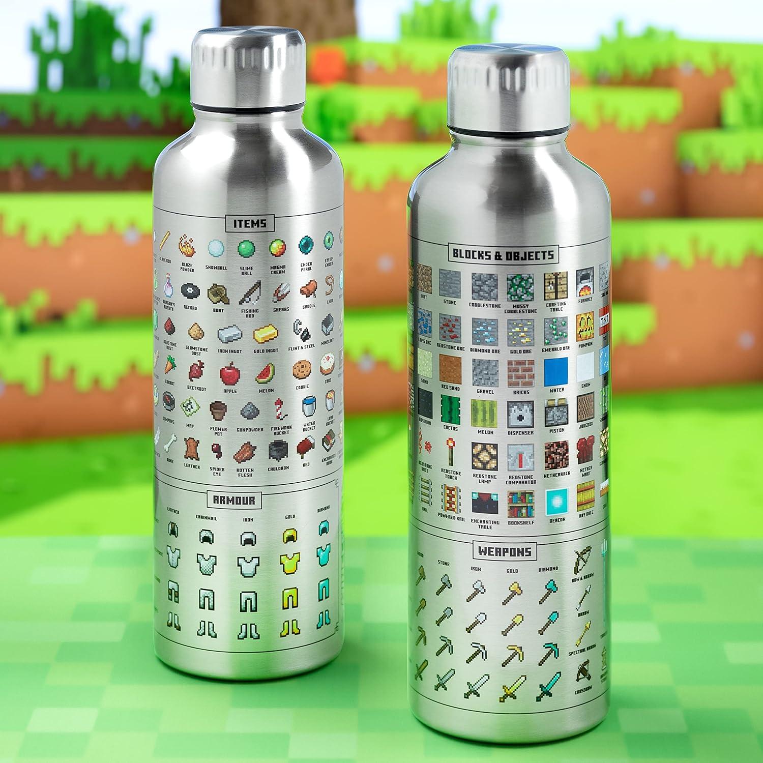 Botella de Agua de Metal Paladone Minecraft 500ml Reutilizable
