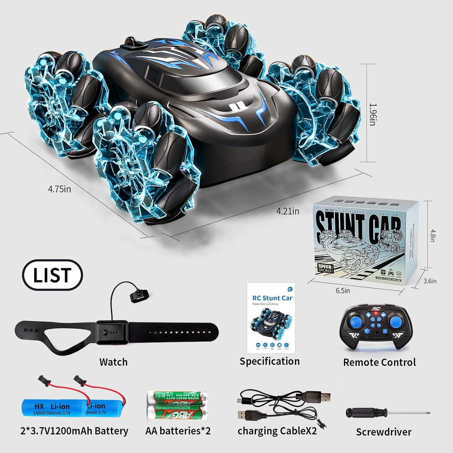 Coche Acrobático RC Uregoio 4WD Detección de Gestos LED Azul