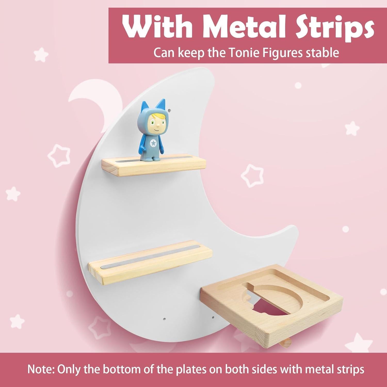 Estante Flotante de Madera Taladad para Toniebox - Luna Blanca