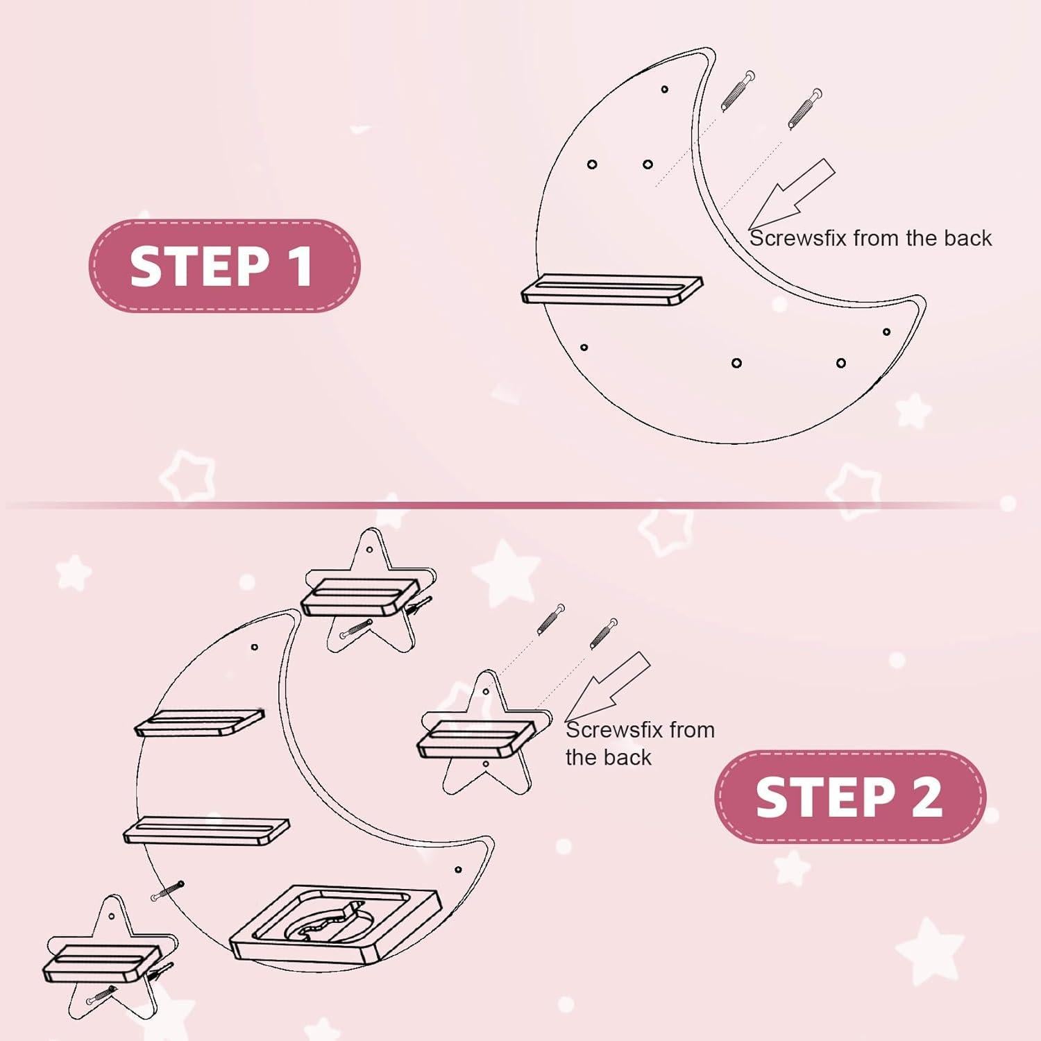 Estante Flotante de Madera Taladad para Toniebox - Luna Blanca