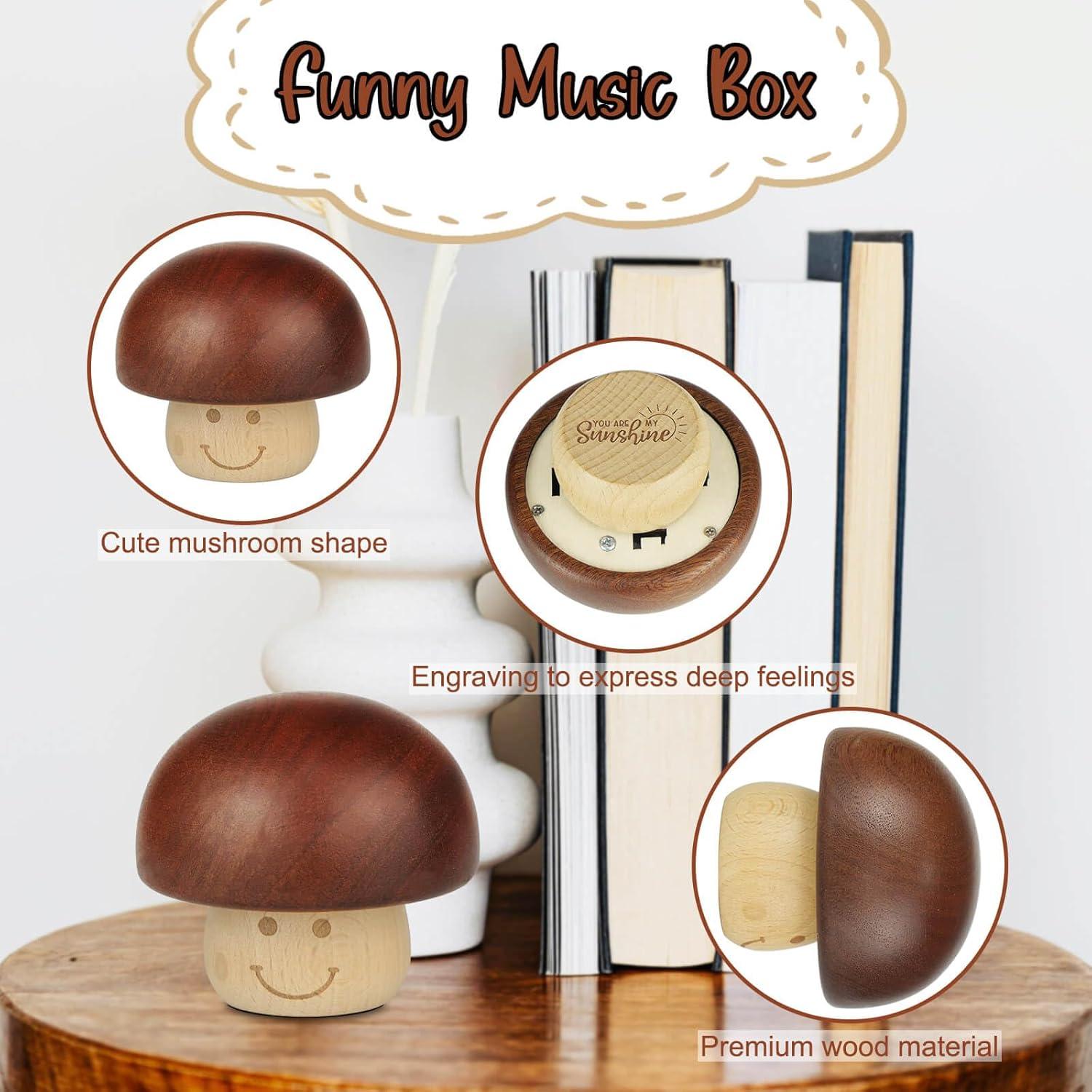 Caja Musical Eres Mi Sol de Madera - Regalo Vintage Hongo