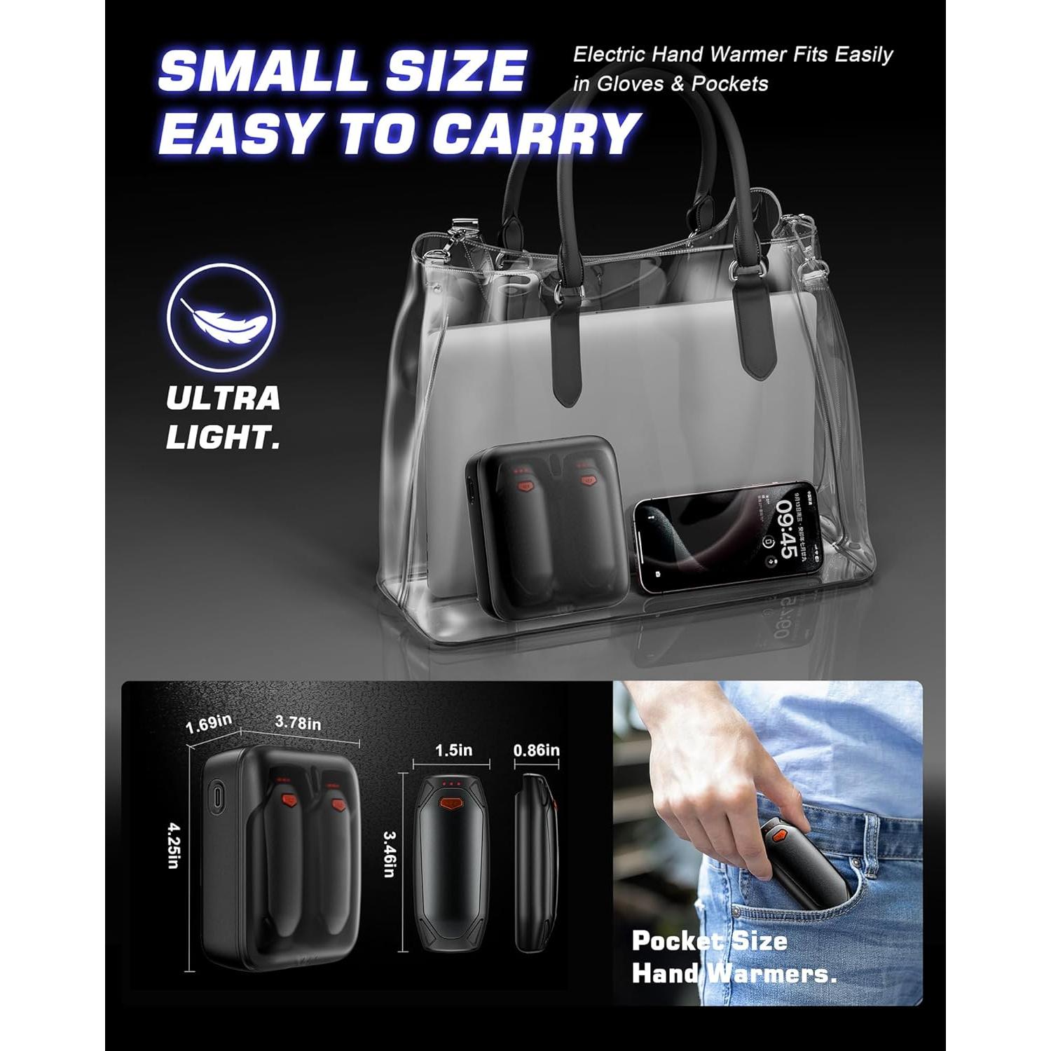 Calentadores de Manos Recargables Kesguar N4 14000mAh 2 Piezas