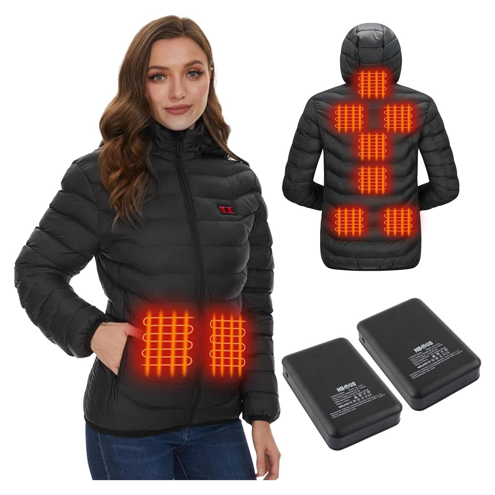 Abrigo Térmico Acolchado Mujer NBtoUS, 9 Zonas Calor, Negro