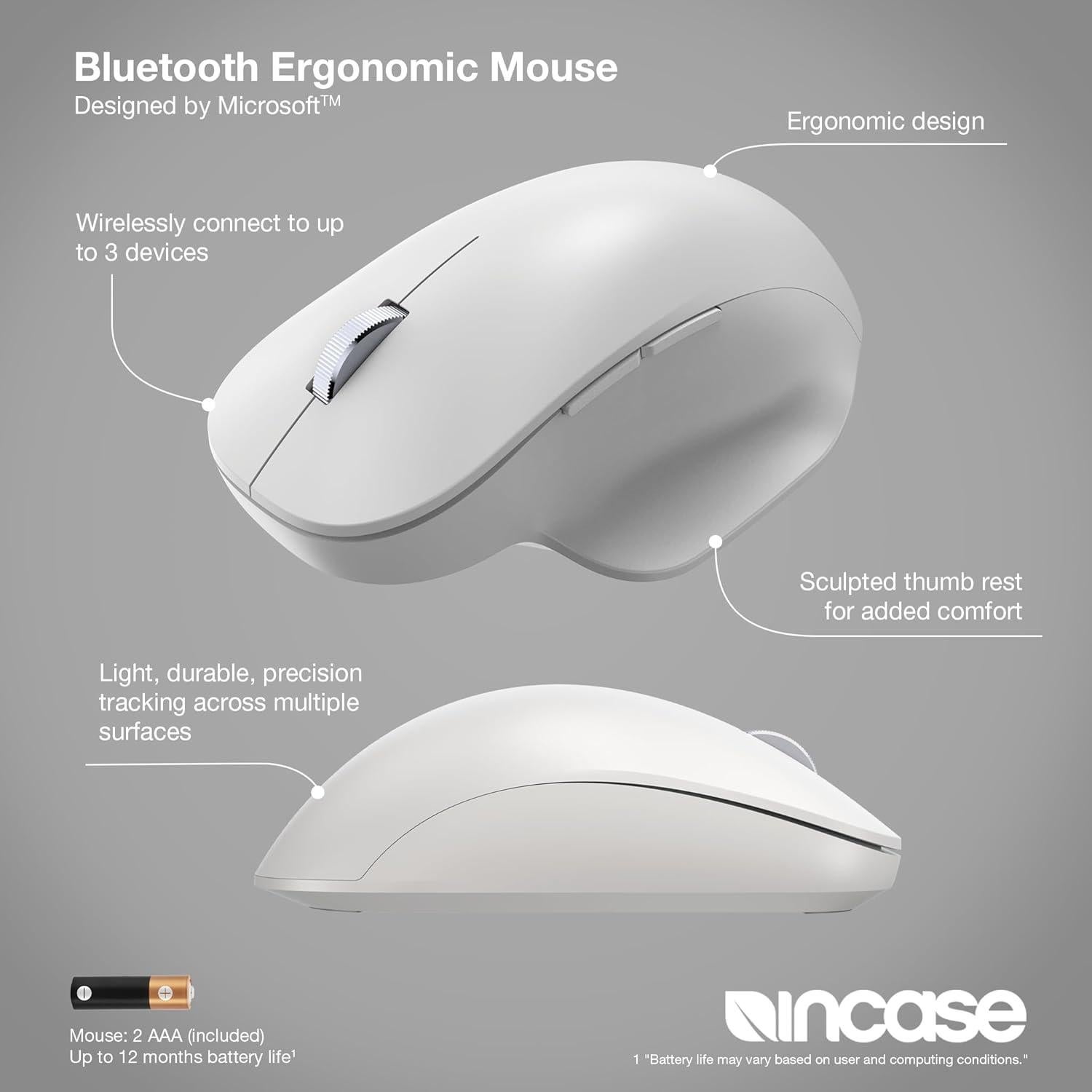 Mouse Ergonómico Bluetooth Incase - Microsoft - Glaciar