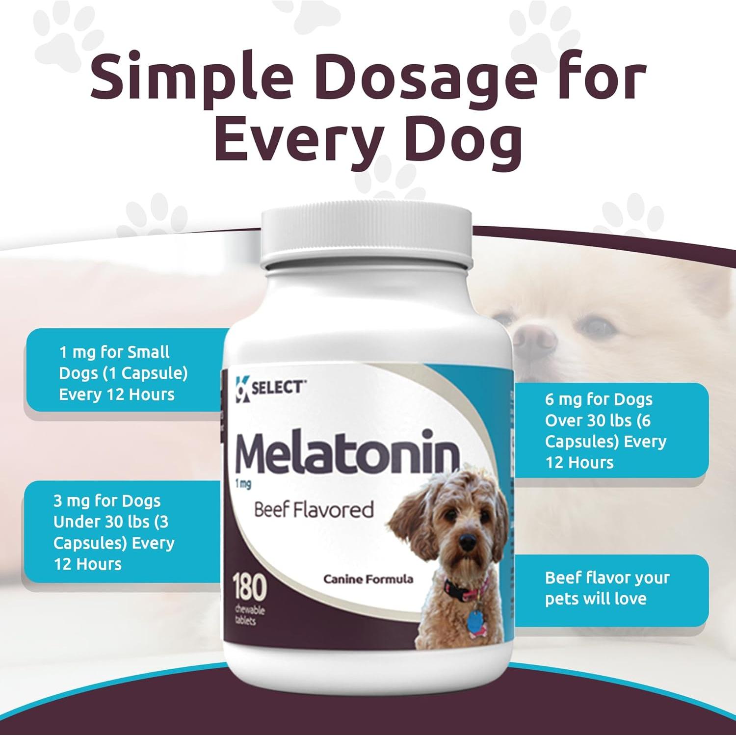 K9 Select Melatonina para Perros Pequeños - 180 Tabletas Masticables de 1 mg