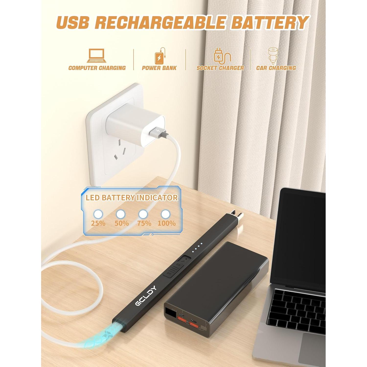 Electric Candle Lighter, Valentines Day Gifts for Her/Him, USB Arc Rechargeable Windproof Long Lighter for Candle, Valentines Day Gifts, Birthday Gift for Women Men Mom Wife Sister