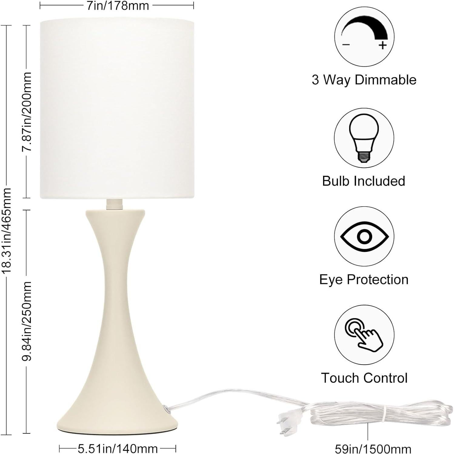 Lámpara de Mesa Seaside Village Táctil 3 Niveles Beige