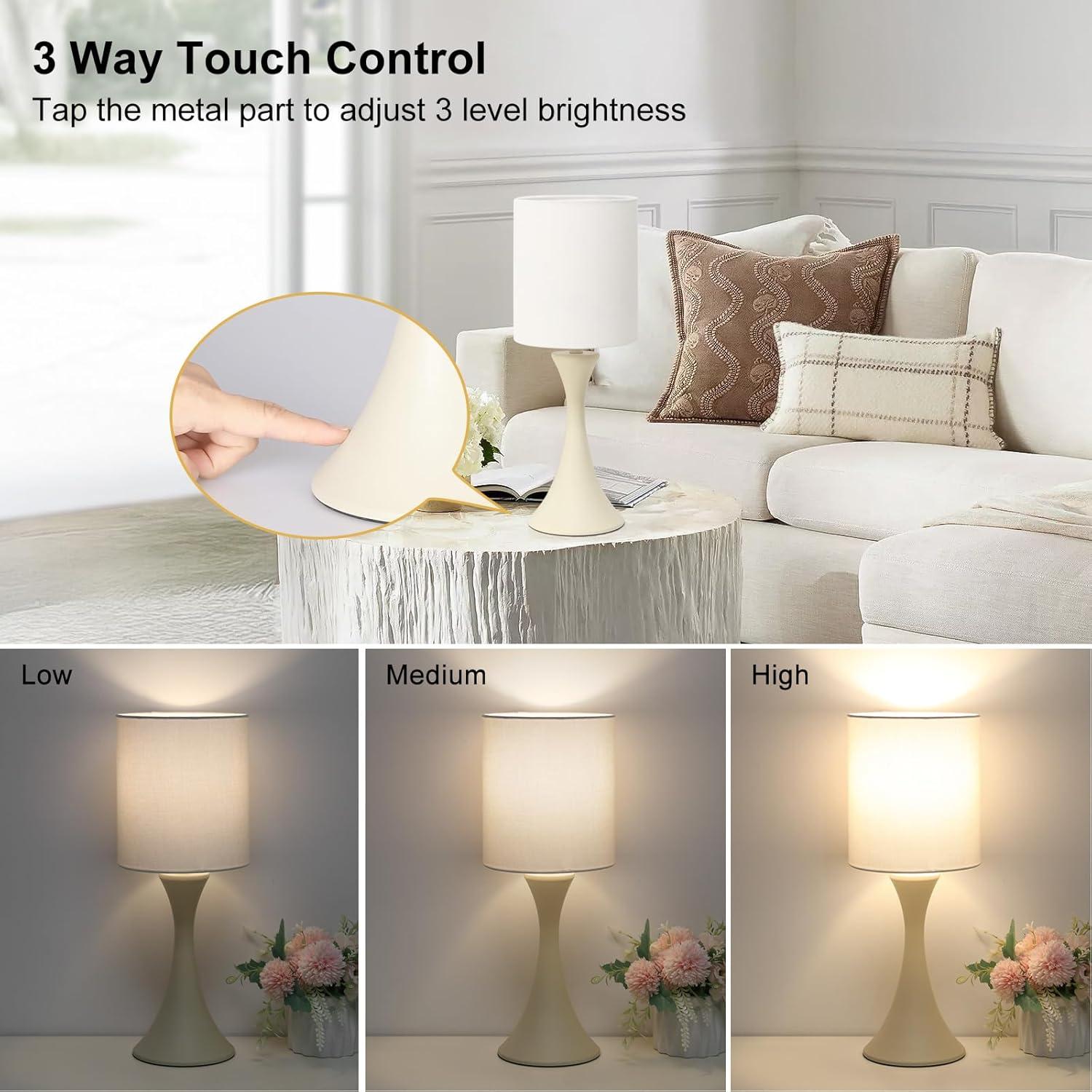 Lámpara de Mesa Seaside Village Táctil 3 Niveles Beige