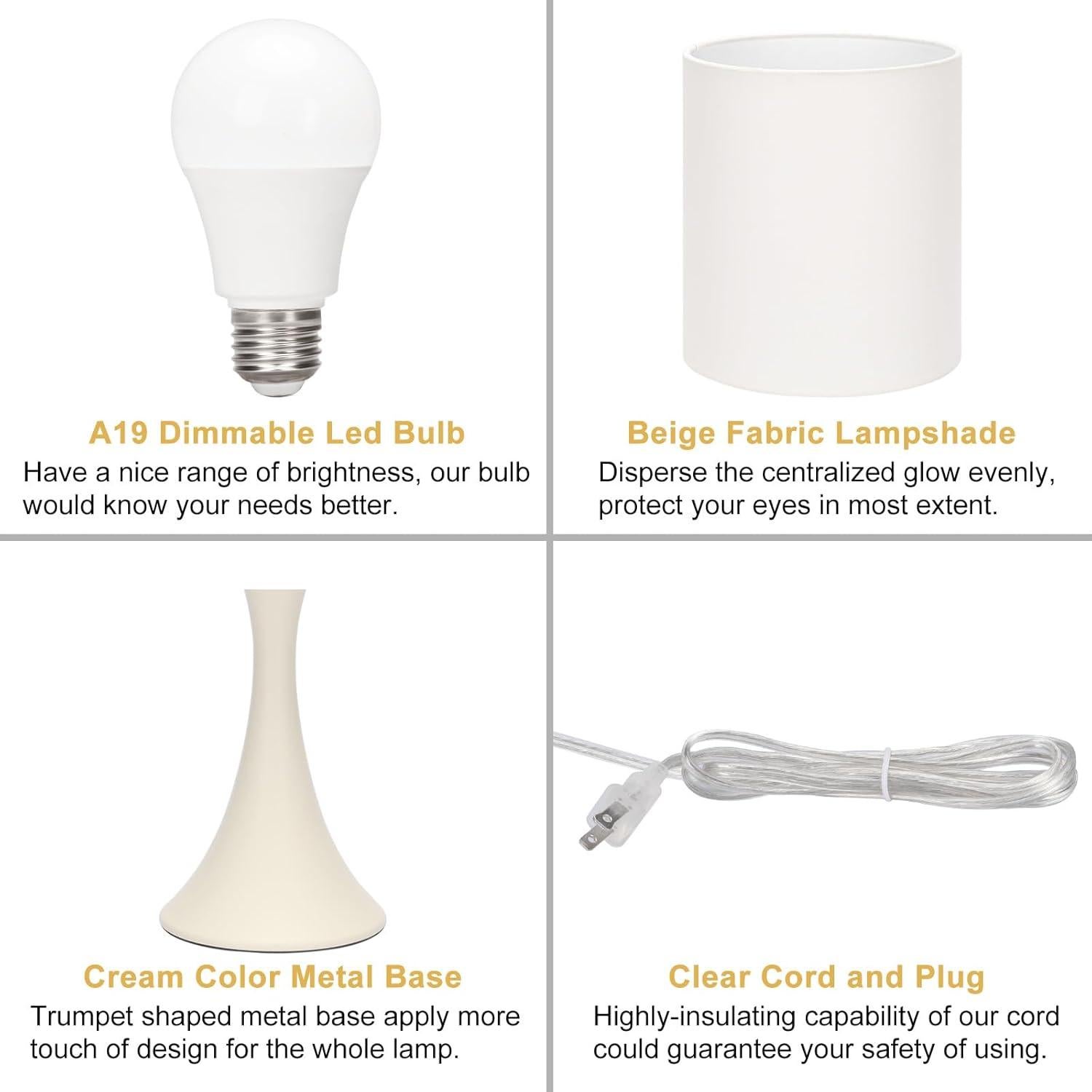 Lámpara de Mesa Seaside Village Táctil 3 Niveles Beige