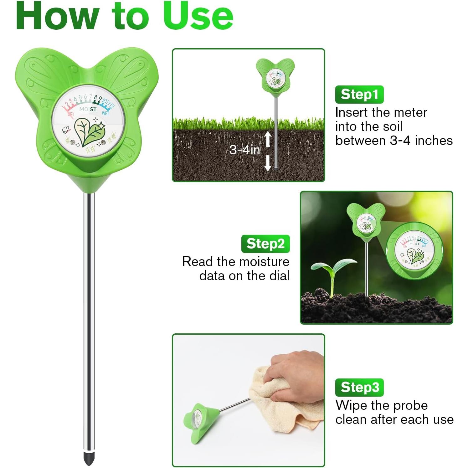 Medidor de Humedad del Suelo UNIWA - Sin Batería, 2 Paquete