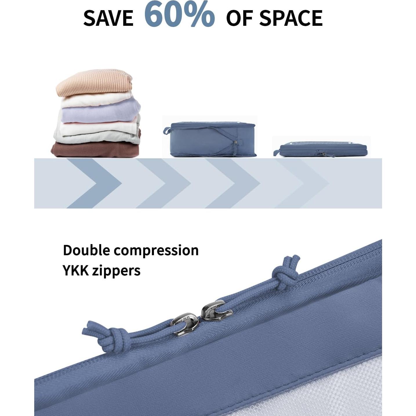 Set de 5 Cubos de Compresión ECOHUB para Maletas Azul