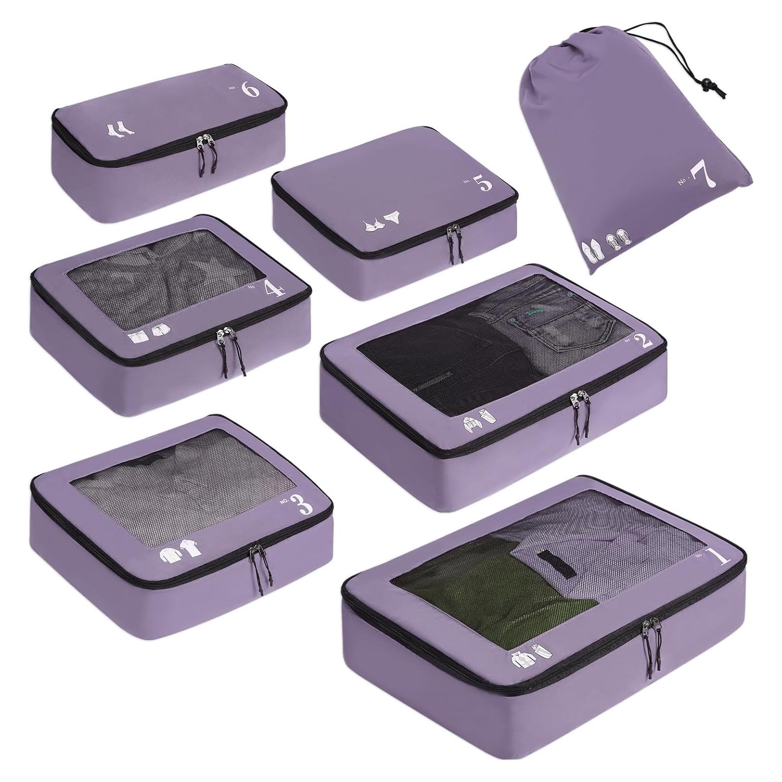 Juego de 7 Cubos de Empaque ECOHUB Púrpura Lavables