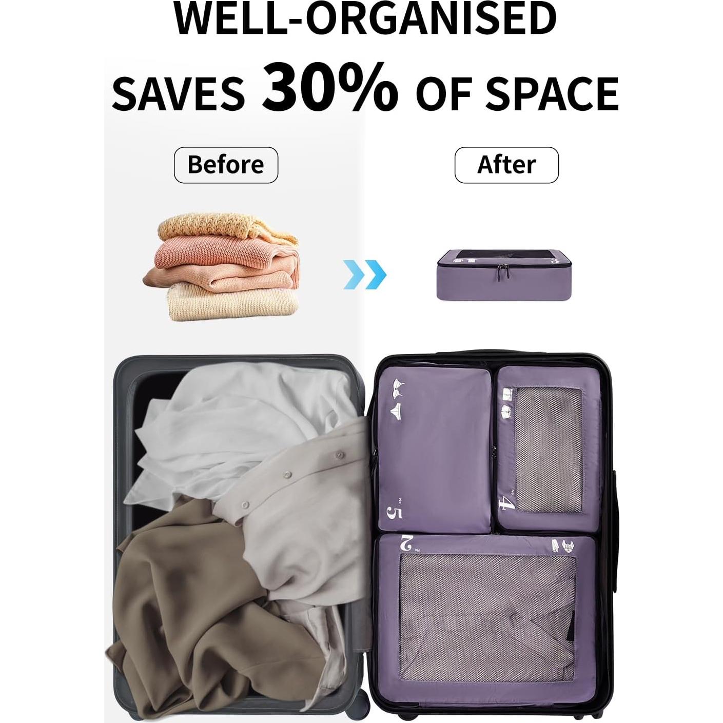 Juego de 7 Cubos de Empaque ECOHUB Púrpura Lavables