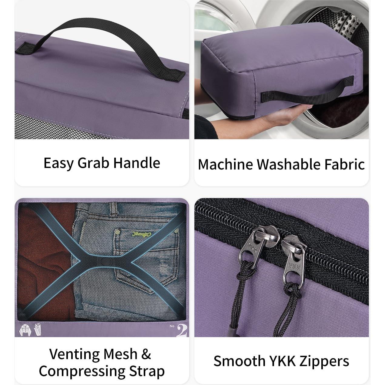 Juego de 7 Cubos de Empaque ECOHUB Púrpura Lavables