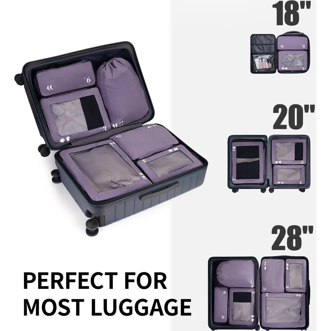 Juego de 7 Cubos de Empaque ECOHUB Púrpura Lavables