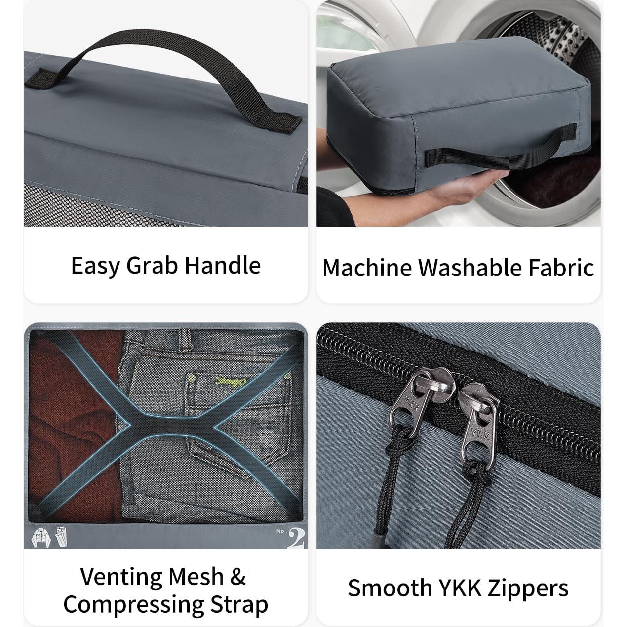 Juego de 7 Cubos de Empaque ECOHUB Gris - Organizadores de Viaje