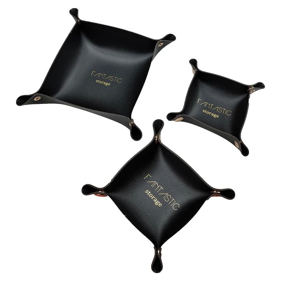 Bandeja de Valet de Cuero PU Garajonay 3 Piezas Negra