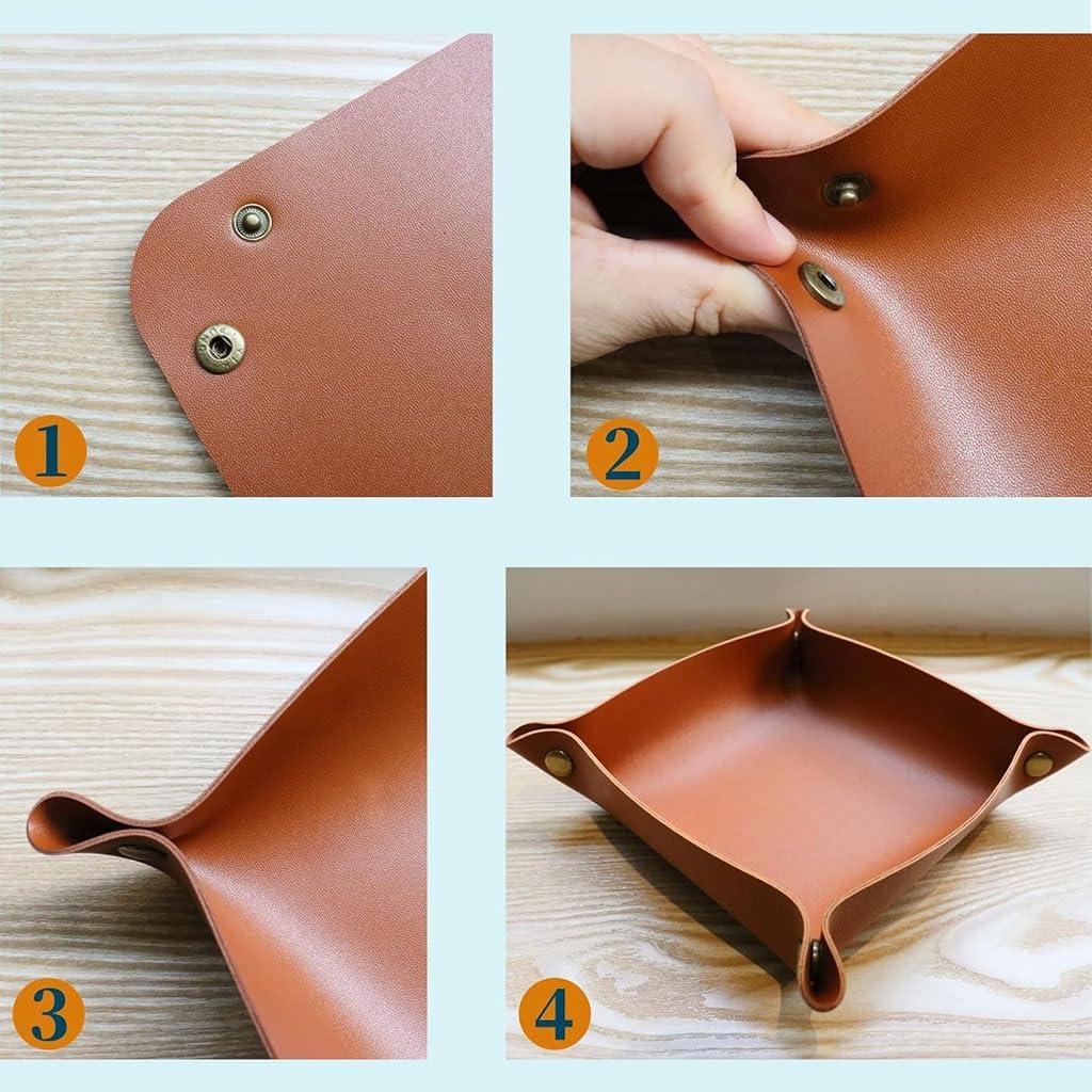 Bandeja de Valet de Cuero PU Garajonay 3 Piezas Negra