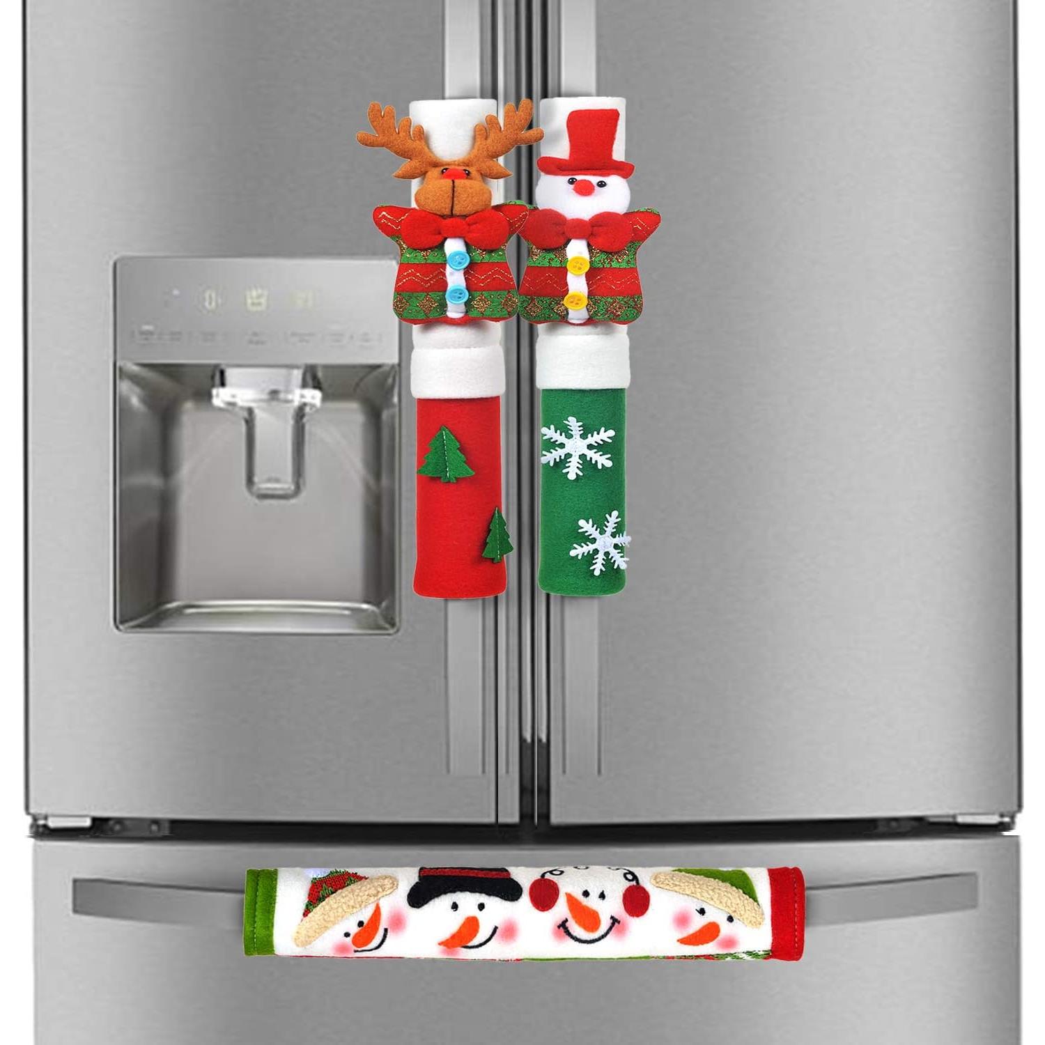 Fundas para Manijas de Refrigerador OUGAR8 - 3 Piezas Muñeco de Nieve
