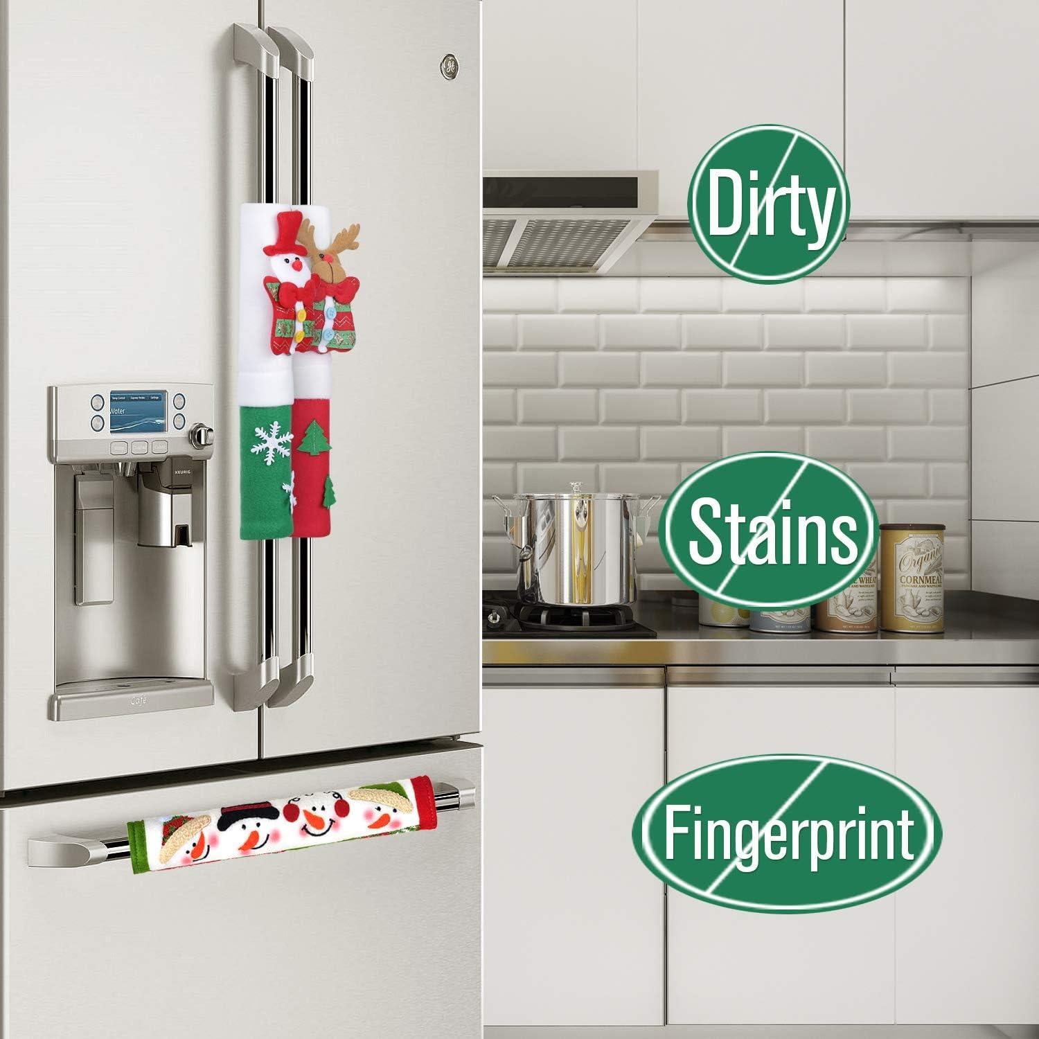 Fundas para Manijas de Refrigerador OUGAR8 - 3 Piezas Muñeco de Nieve