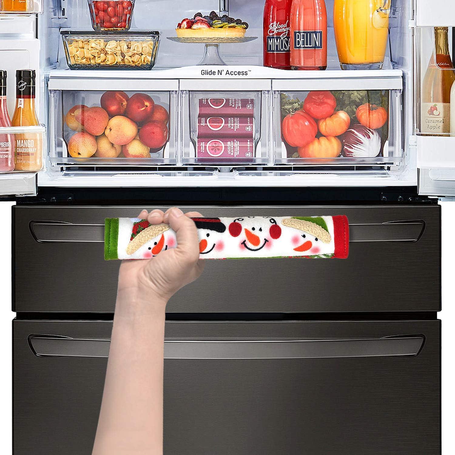 Fundas para Manijas de Refrigerador OUGAR8 - 3 Piezas Muñeco de Nieve