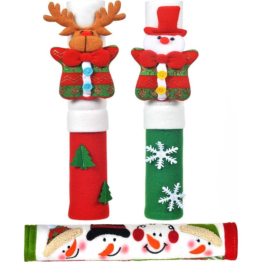 Fundas para Manijas de Refrigerador OUGAR8 - 3 Piezas Muñeco de Nieve