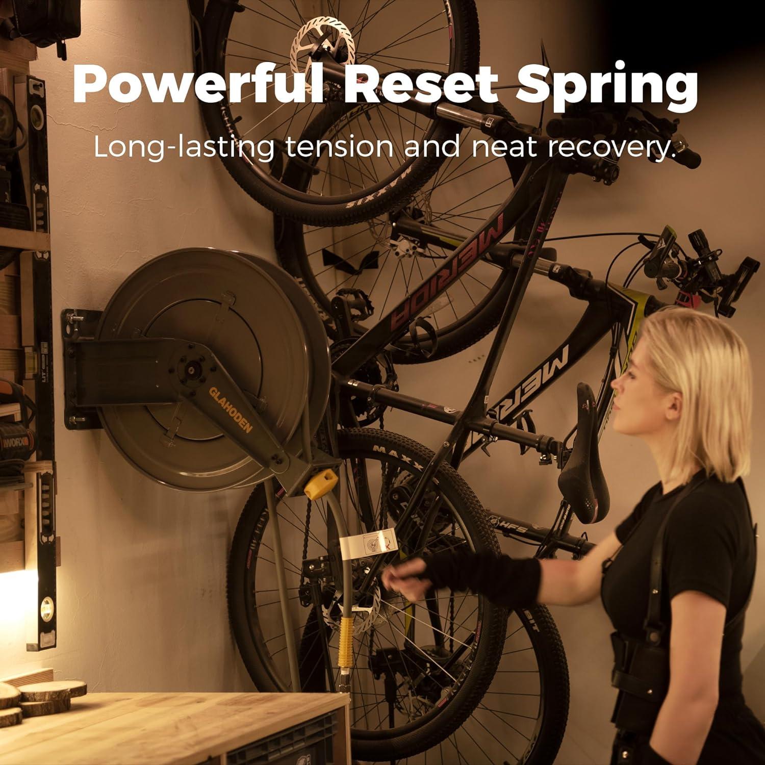 Carrete de Manguera de Aire GLAHODEN 15m Doble Brazo 1/2" 300PSI