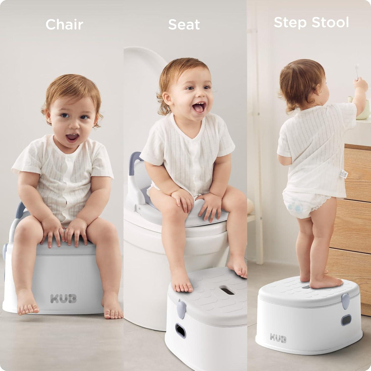 Inodoro de Entrenamiento 3 en 1 KUB Azul - Silla, Asiento y Escalón