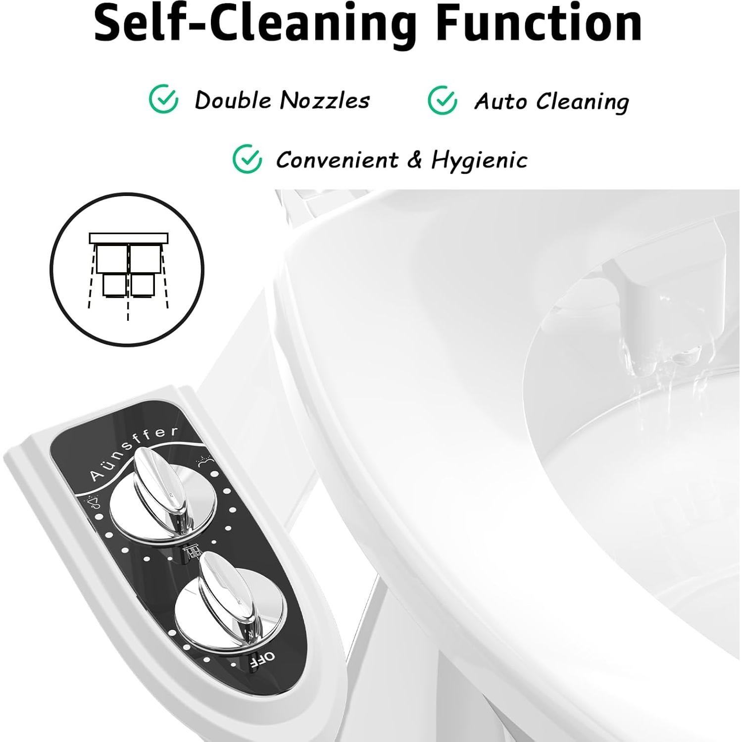 Accesorio de Bidet Aünsffer Negro, 3 Modos de Lavado, Instalación Fácil