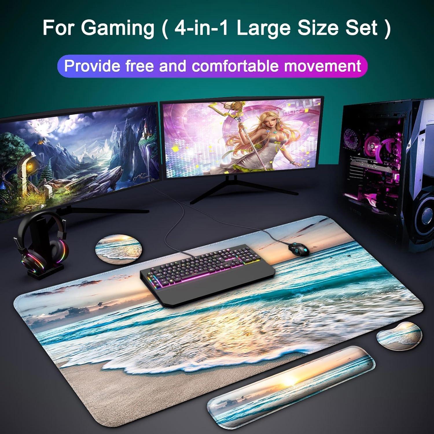 Set 4 en 1 Reposamuñecas Ergonómico Wiabsi Playa XXL