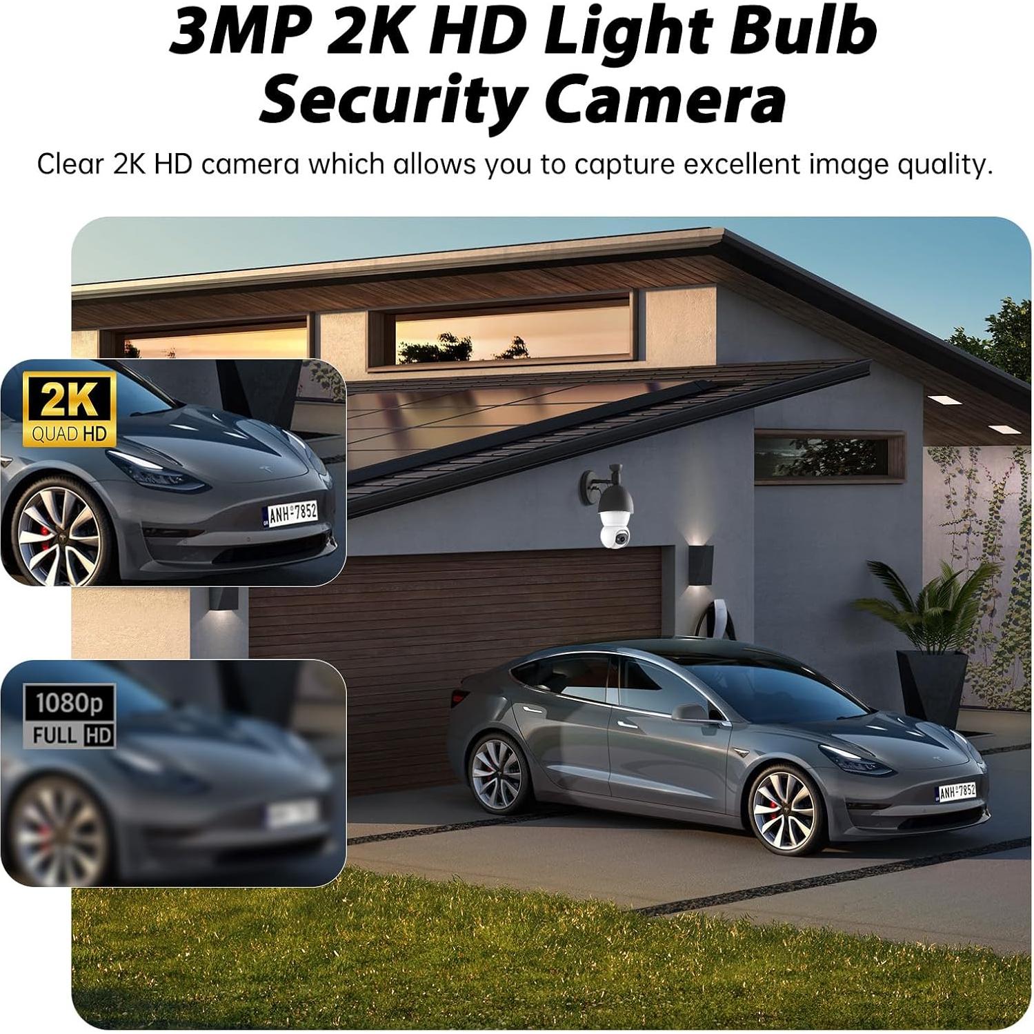 Cámara de Seguridad Tipo Bombilla 2K WiFi Doble Banda ZKCAI