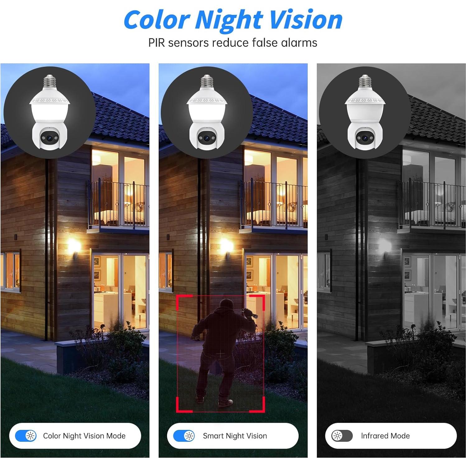Cámara de Seguridad Tipo Bombilla 2K WiFi Doble Banda ZKCAI