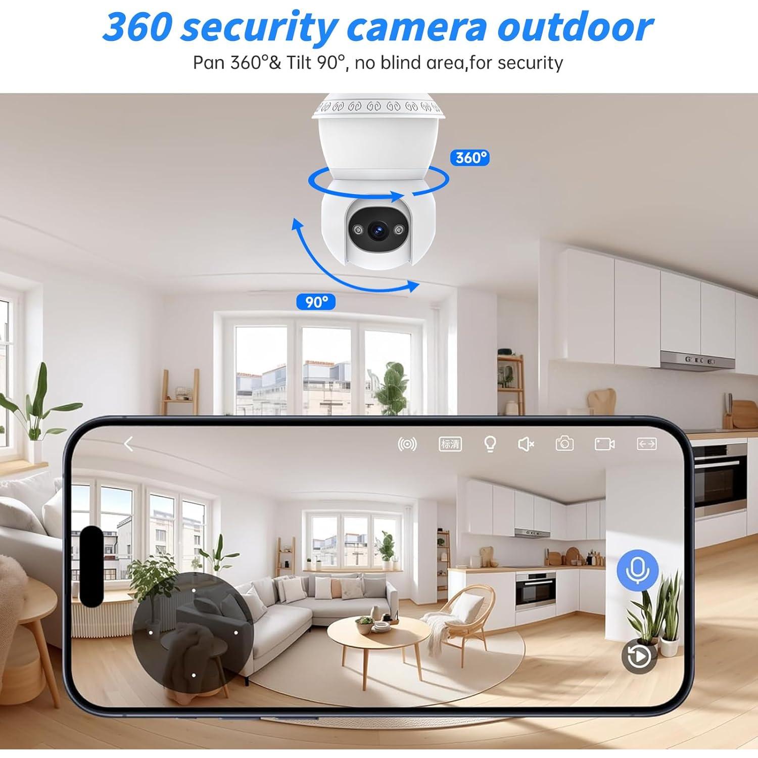 Cámara de Seguridad Tipo Bombilla 2K WiFi Doble Banda ZKCAI