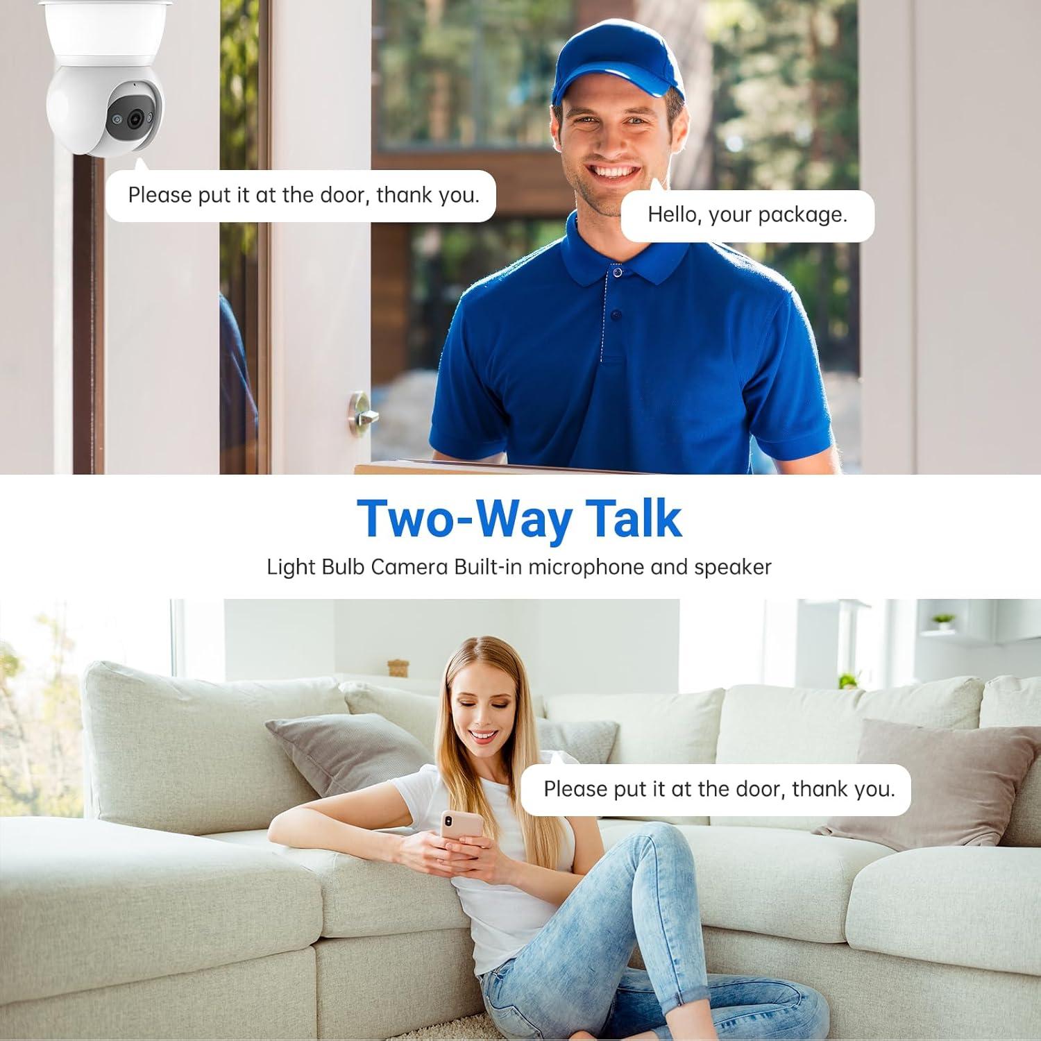 Cámara de Seguridad Tipo Bombilla 2K WiFi Doble Banda ZKCAI