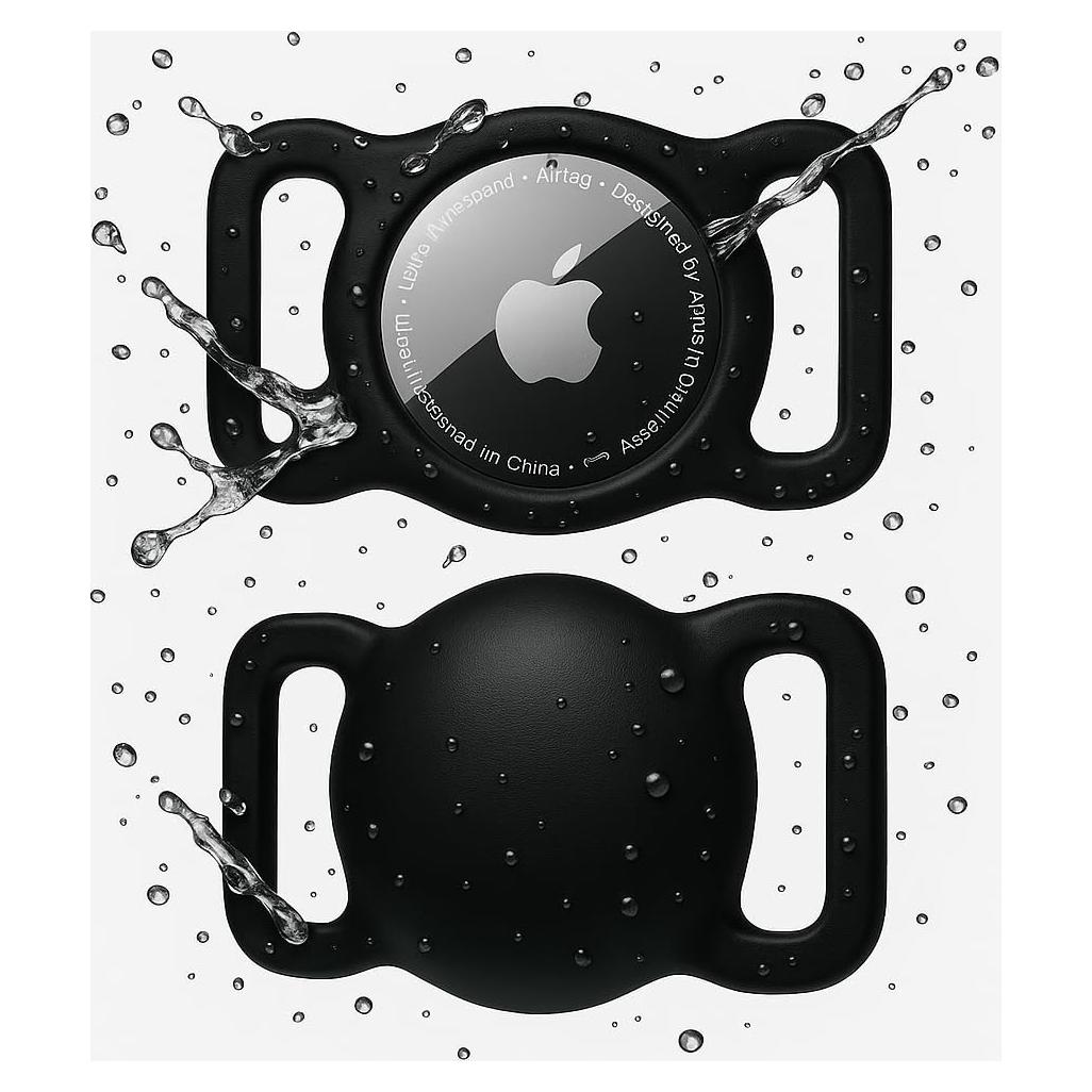 Soporte para Collar de Perro AirTag Turtle Den - 2 Paquete Negro