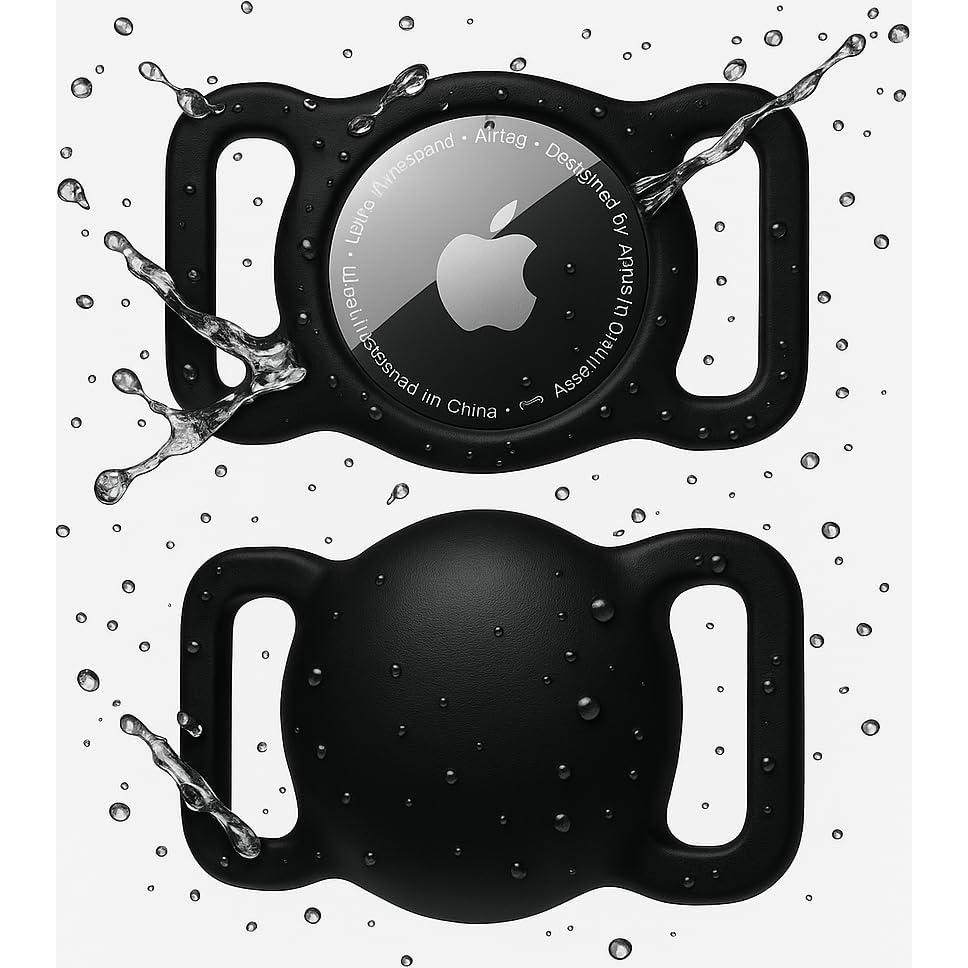 Soporte para Collar de Perro AirTag Turtle Den - 2 Paquete Negro