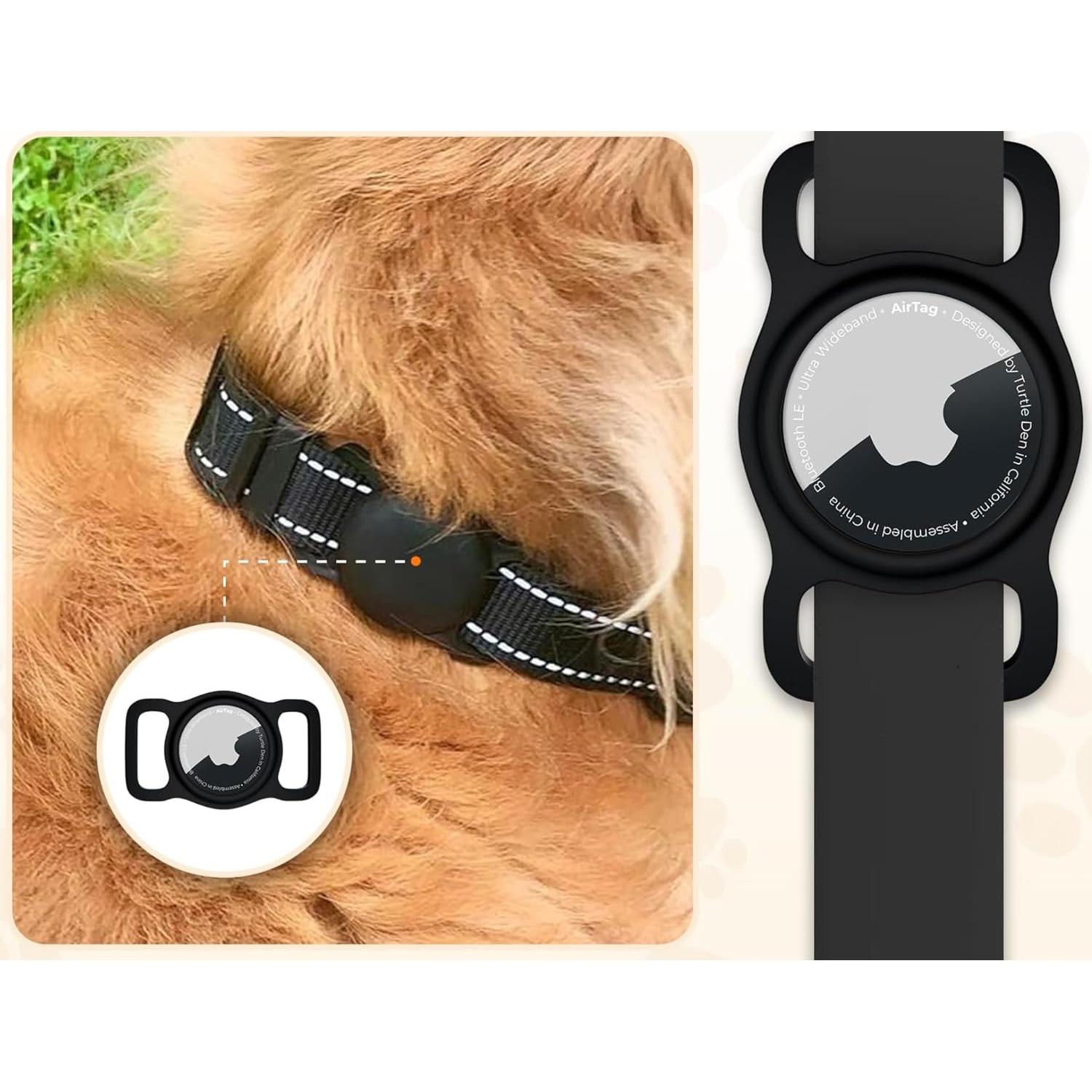 Soporte para Collar de Perro AirTag Turtle Den - 2 Paquete Negro